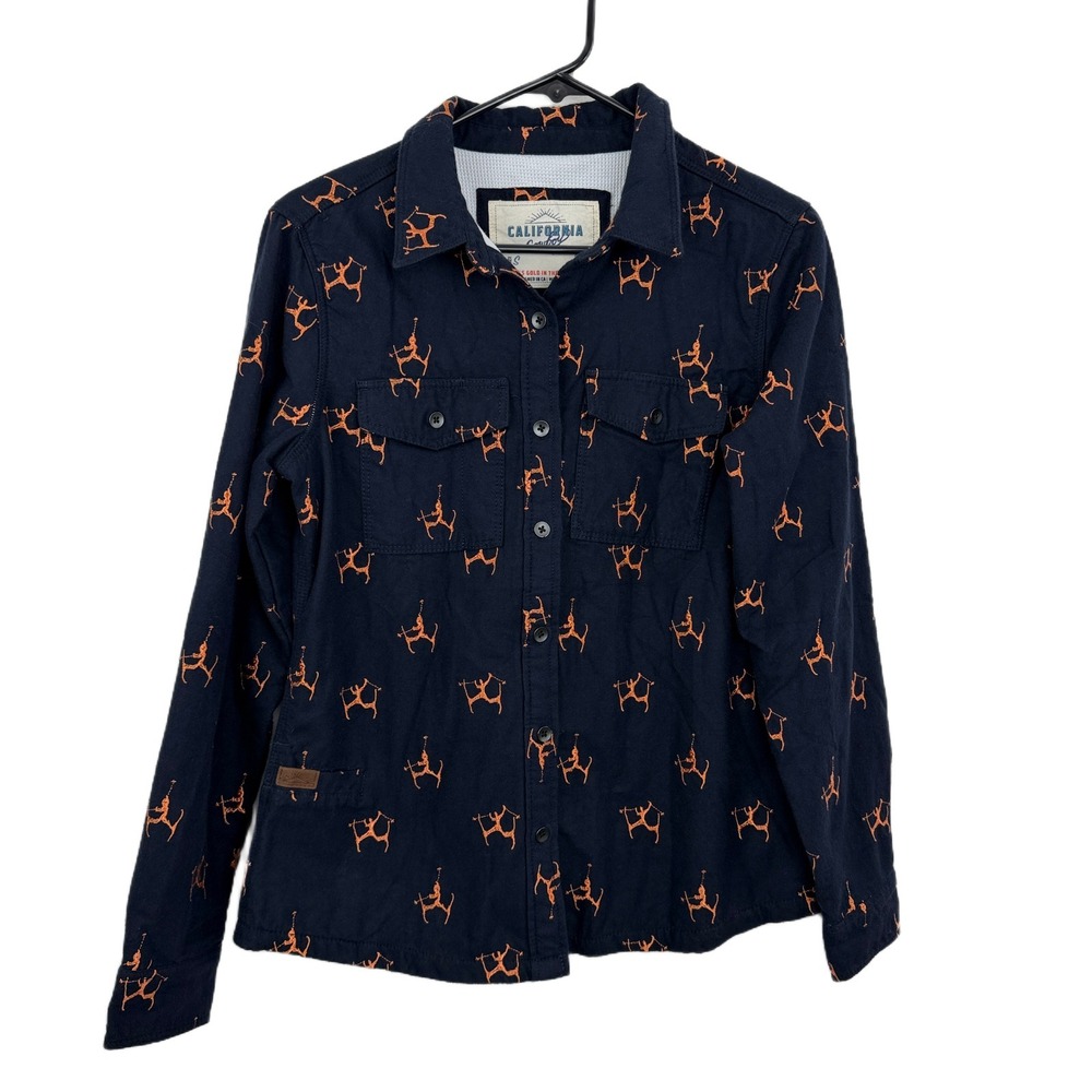 California Cowboy High Water Shirt Small Long Sleeve Button Terry Lined Beach